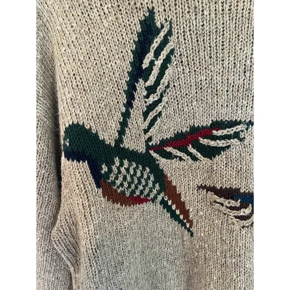 Vintage 90's Cape Isle Knitters Tan Duck Themed Knit Crewneck Sweater Men's L - Picture 4 of 9